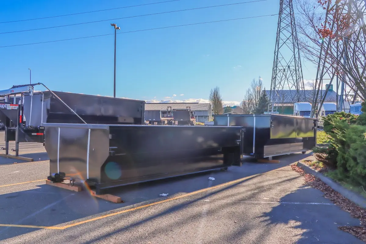 Roll-off dumpster ready for waste disposal at job site for 8 Yard Dumpster Rental in Milford